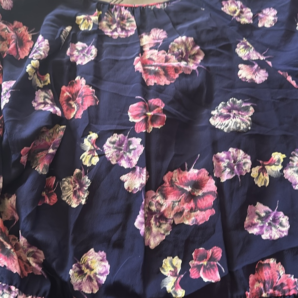 Rebecca Taylor Navy Silk Floral Ruffle Dress๐๐๐ - Picture 8 of 9